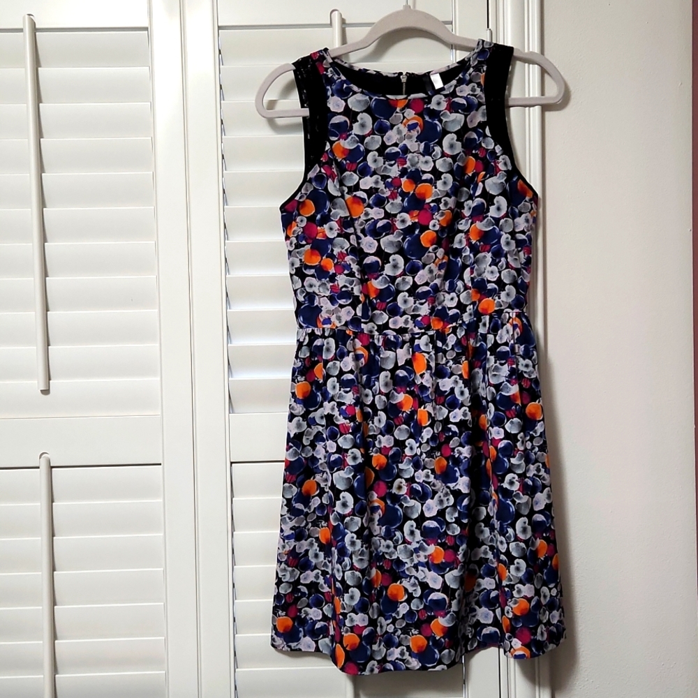 Kensie Women's Fit & Flare Dress Small - Blue, Gray, Orange, Pink